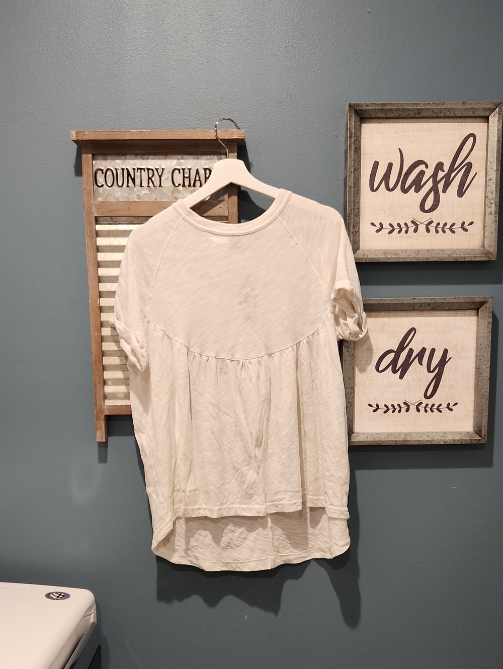 American Eagle Outfitters Cream Short Sleeve Peplum Tee